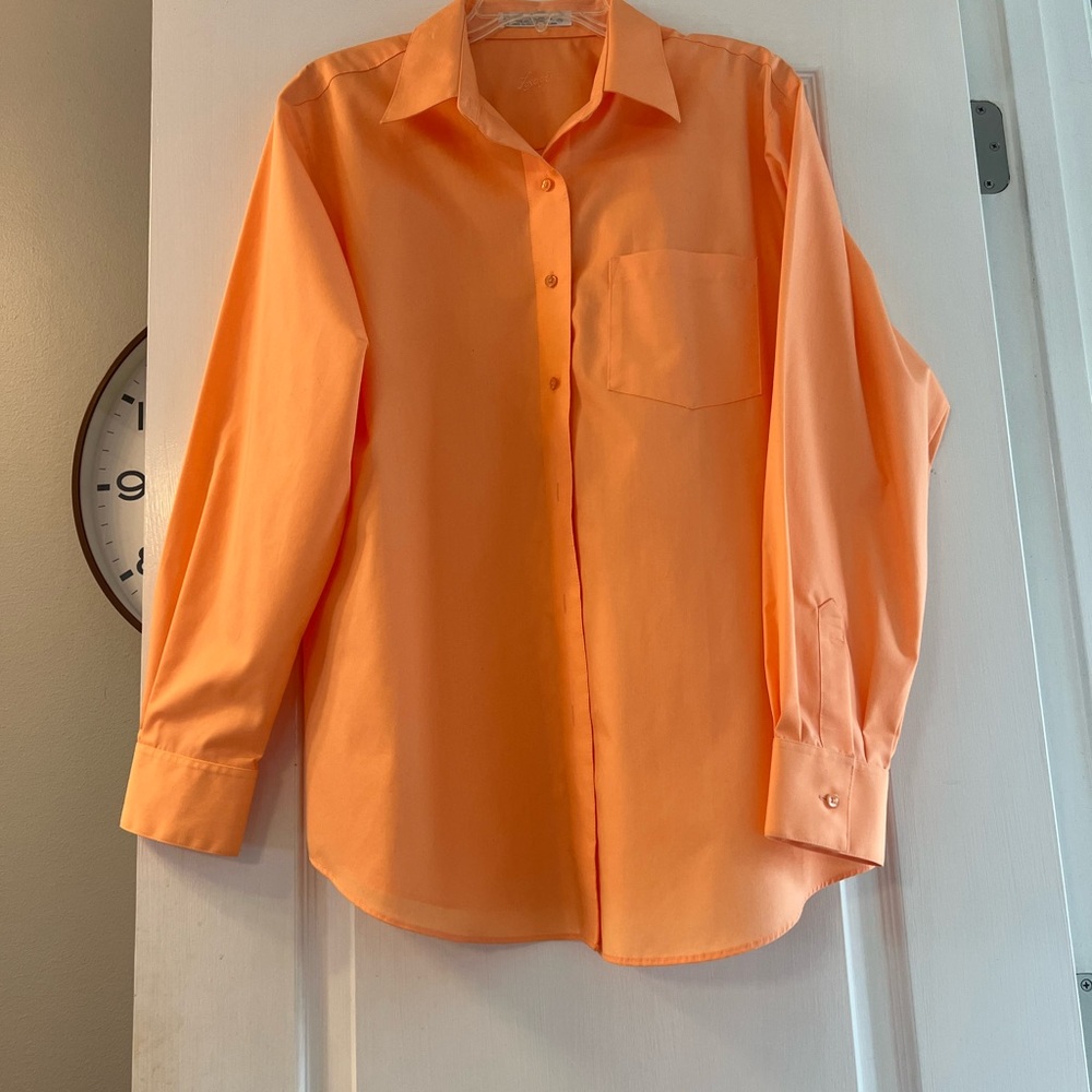 Foxcroft 55% cotton wrinkle free orange career blouse size 14